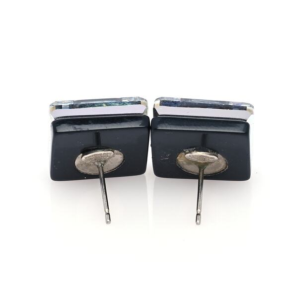 Chanel Strass & Resin CC Crystal CC Square Charm Earrings - One Size Black - Picture 3 of 4